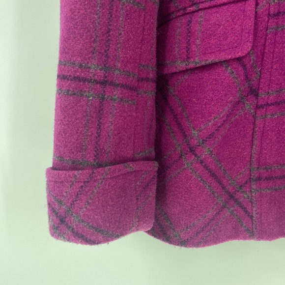 Moda International magenta pink plaid wool blend double breasted jacket coat - Picture 5 of 13